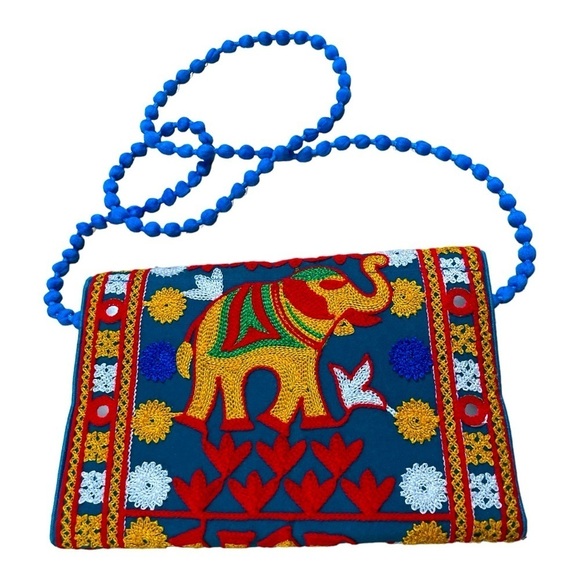 Handmade Ethnic Embroidered Banjara foldover Clutch/ Purse-Crossbody Bag - Picture 2 of 9